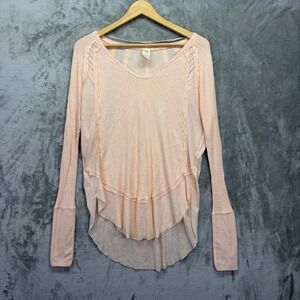 NWOT We The Free Free People Catalina Waffle Knit Thermal Top Small Peach